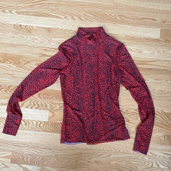 AFRM Red Leopard Mesh High Neck Long Sleeve nwot - Picture 1 of 4